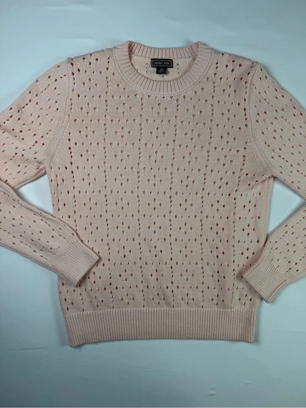J. Crew - Point Sur Collection Pale Pink Openwork Crewneck Sweater - Perfect M